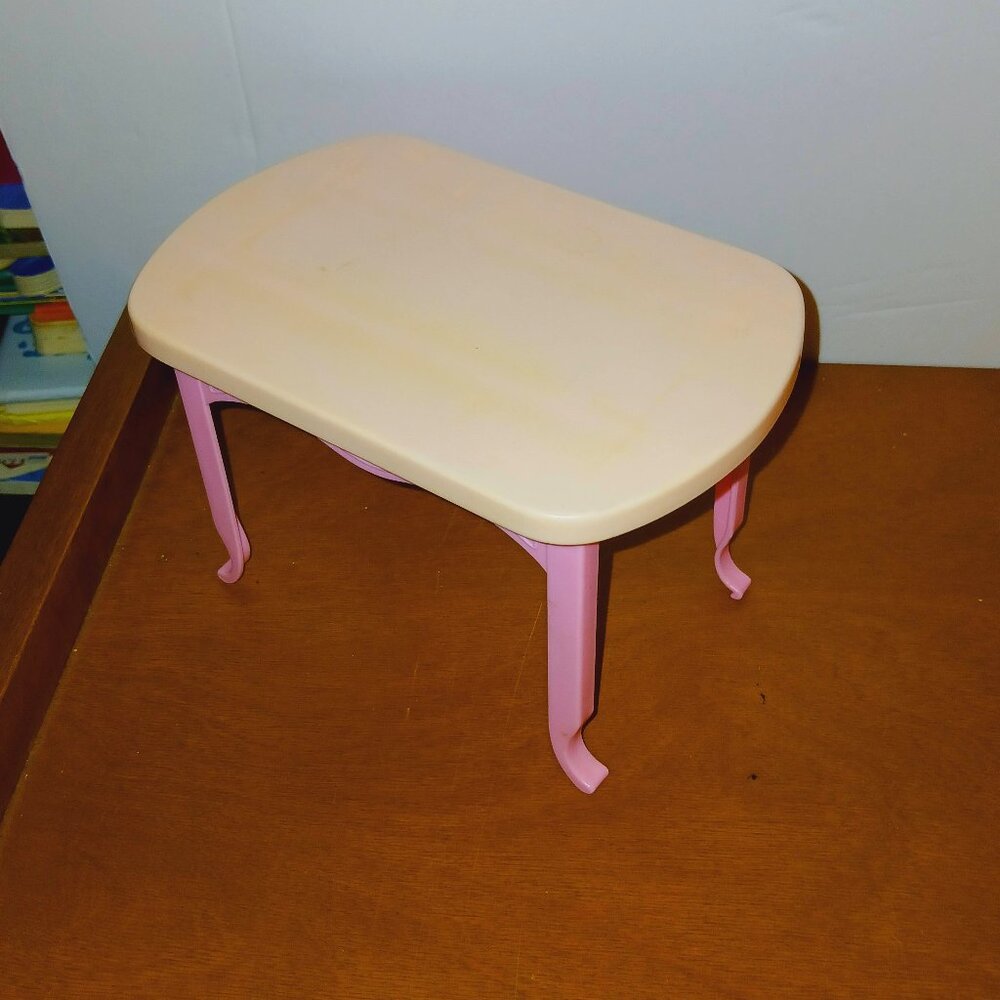 Vintage Barbie Mattel 1984 pink beige dining table playscale dollhouse furniture